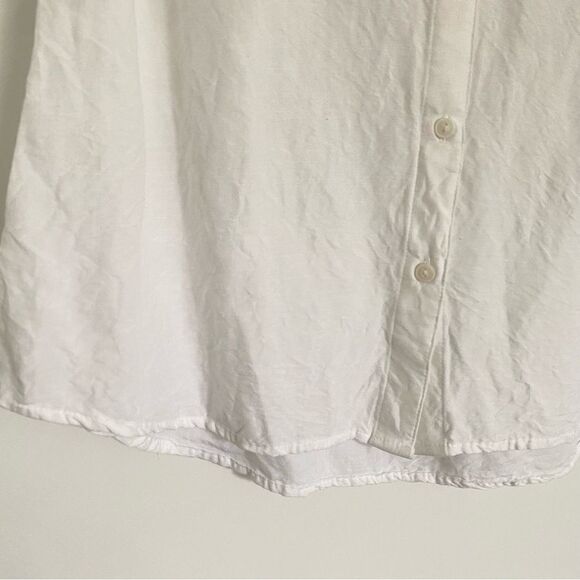 Croft & Barrow White Linen Minimalist Button Sleeveless Tank Top Blouse Shirt - Picture 6 of 8